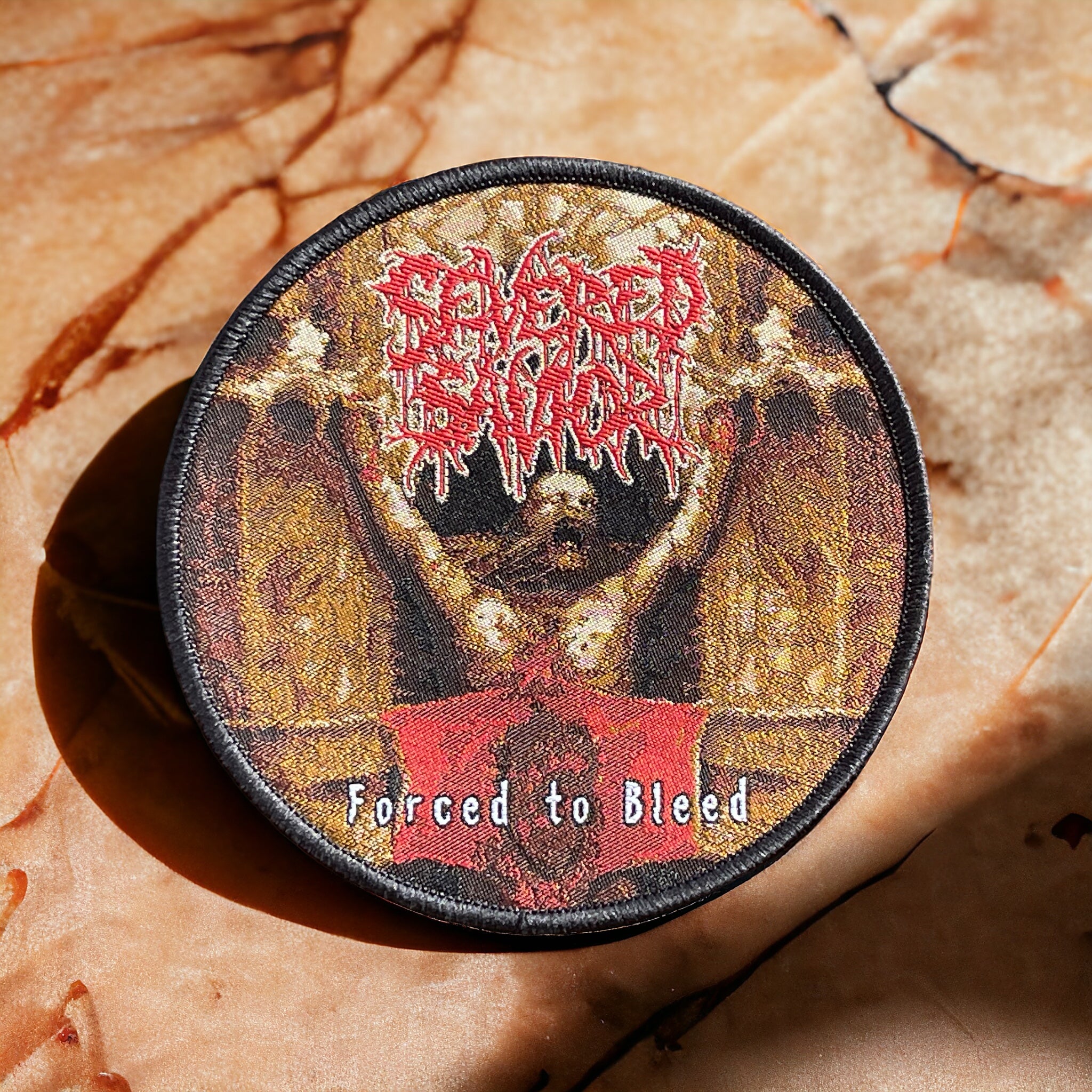 Severed Savior - Round Forced to Bleed Patch - Black Border