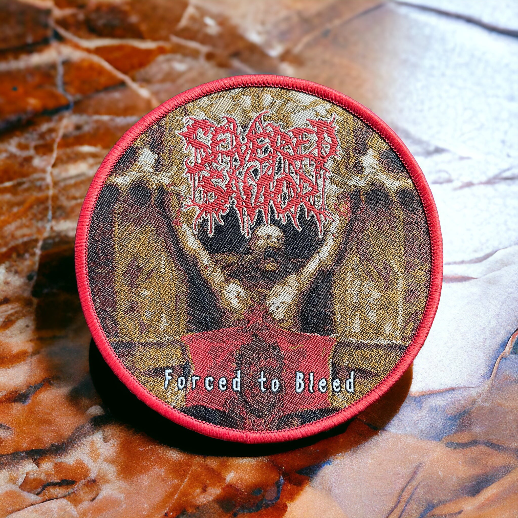 Severed Savior - Round Forced to Bleed Patch - Red Border