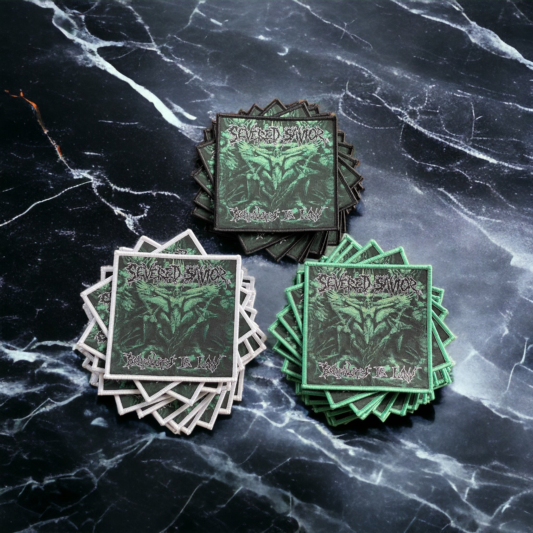Severed Savior - Square Brutality is Law Patch - Green Border