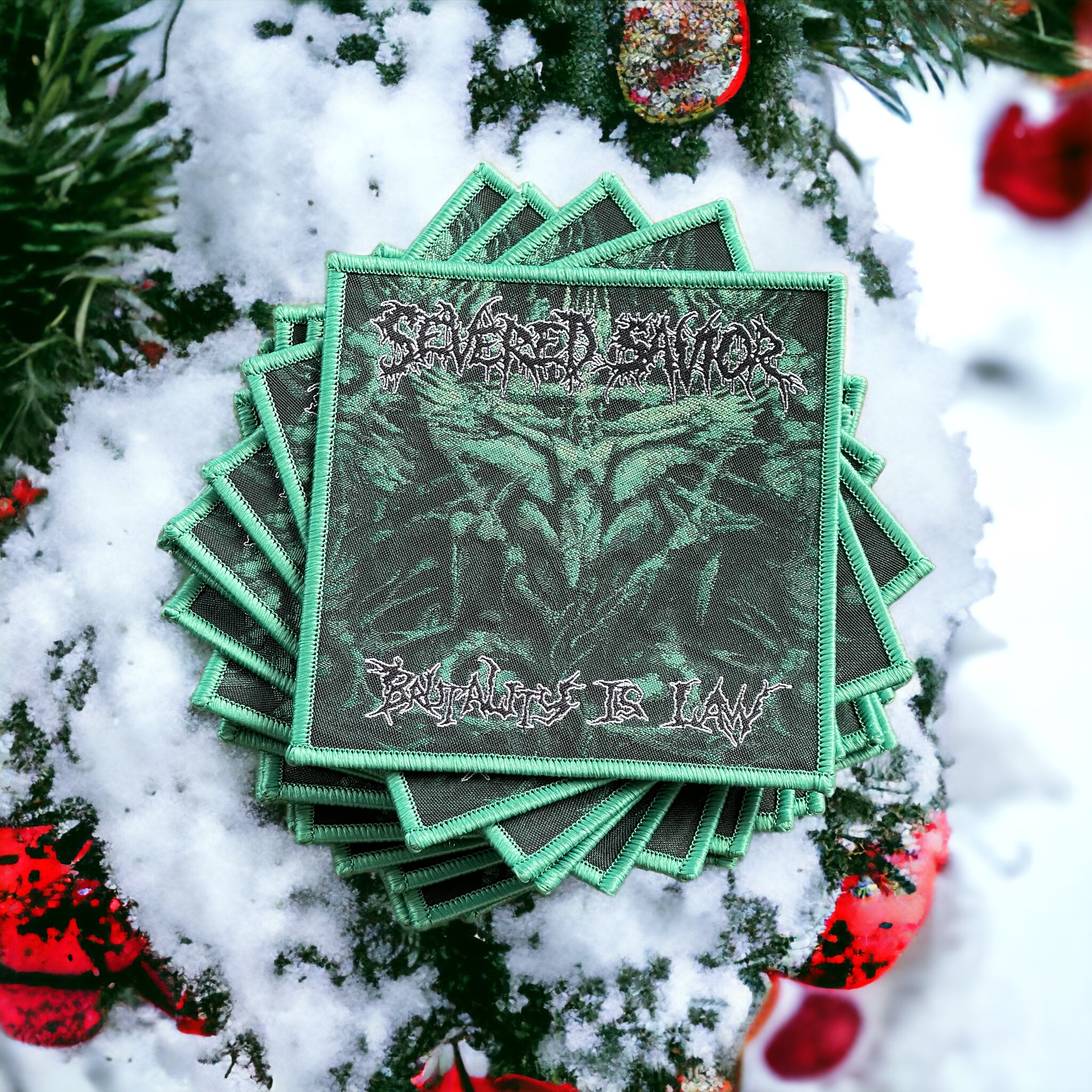 Severed Savior - Square Brutality is Law Patch - Green Border