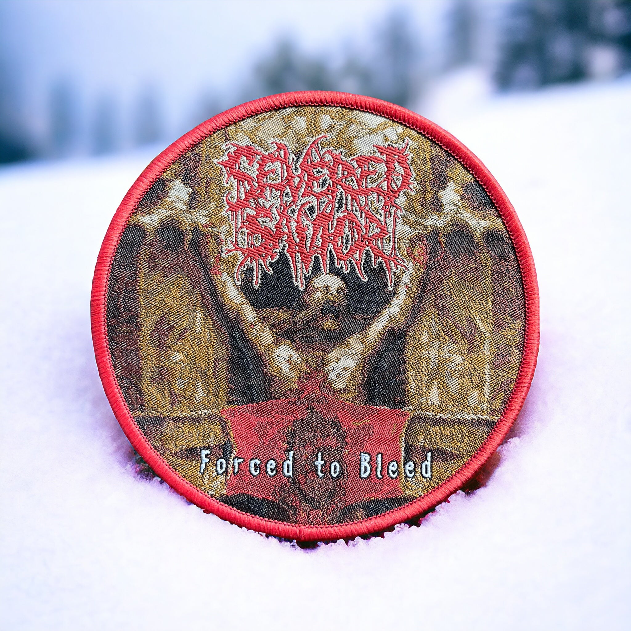 Severed Savior - Round Forced to Bleed Patch - Red Border