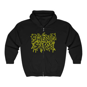 Open image in slideshow, Severed Savior Outline Logo Zip Up Hoodie - Yellow
