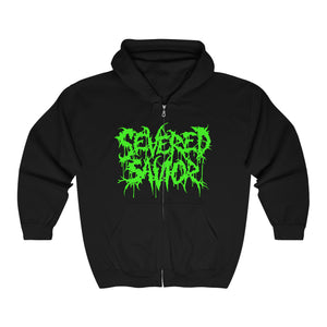 Open image in slideshow, Severed Savior Logo Zip Up Hoodie - Green
