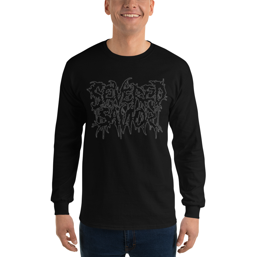 Severed Savior Outline Logo Long Sleeve Shirt - Black on Black