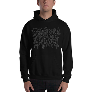 Severed Savior Outline Logo Pullover Hoodie - Black on Black